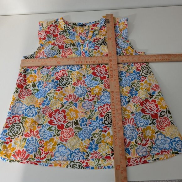 Talbots Blossom Garden Shell Shirt Womens Size XL Colorful Floral Flutter Sleeve - Picture 6 of 8